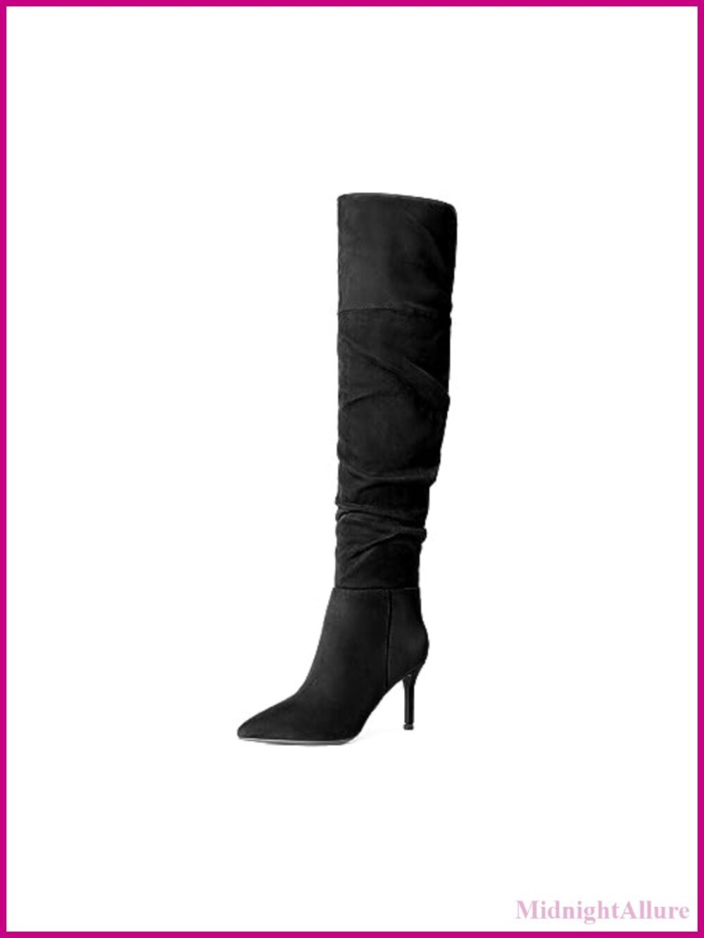 Women Over The Knee High Heel Boots Slouch V-Cut Cuff 3 Inch Heels
